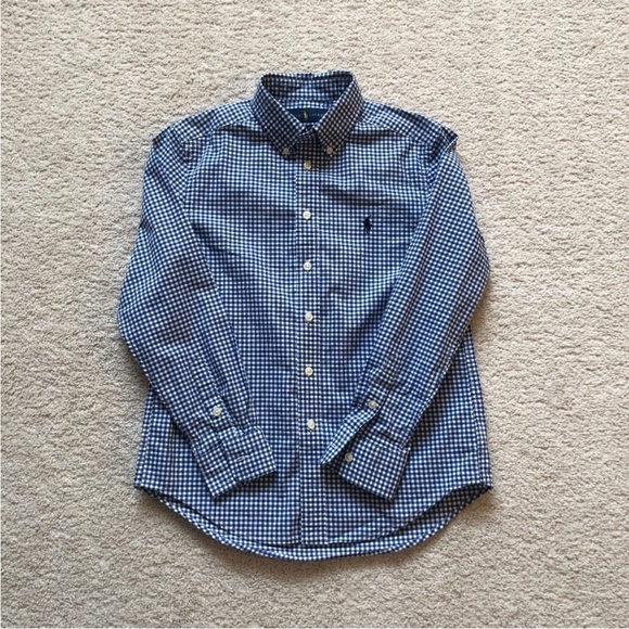 Ralph Lauren Other - Ralph Lauren Navy and White Gingham Button-Down Boys Shirt